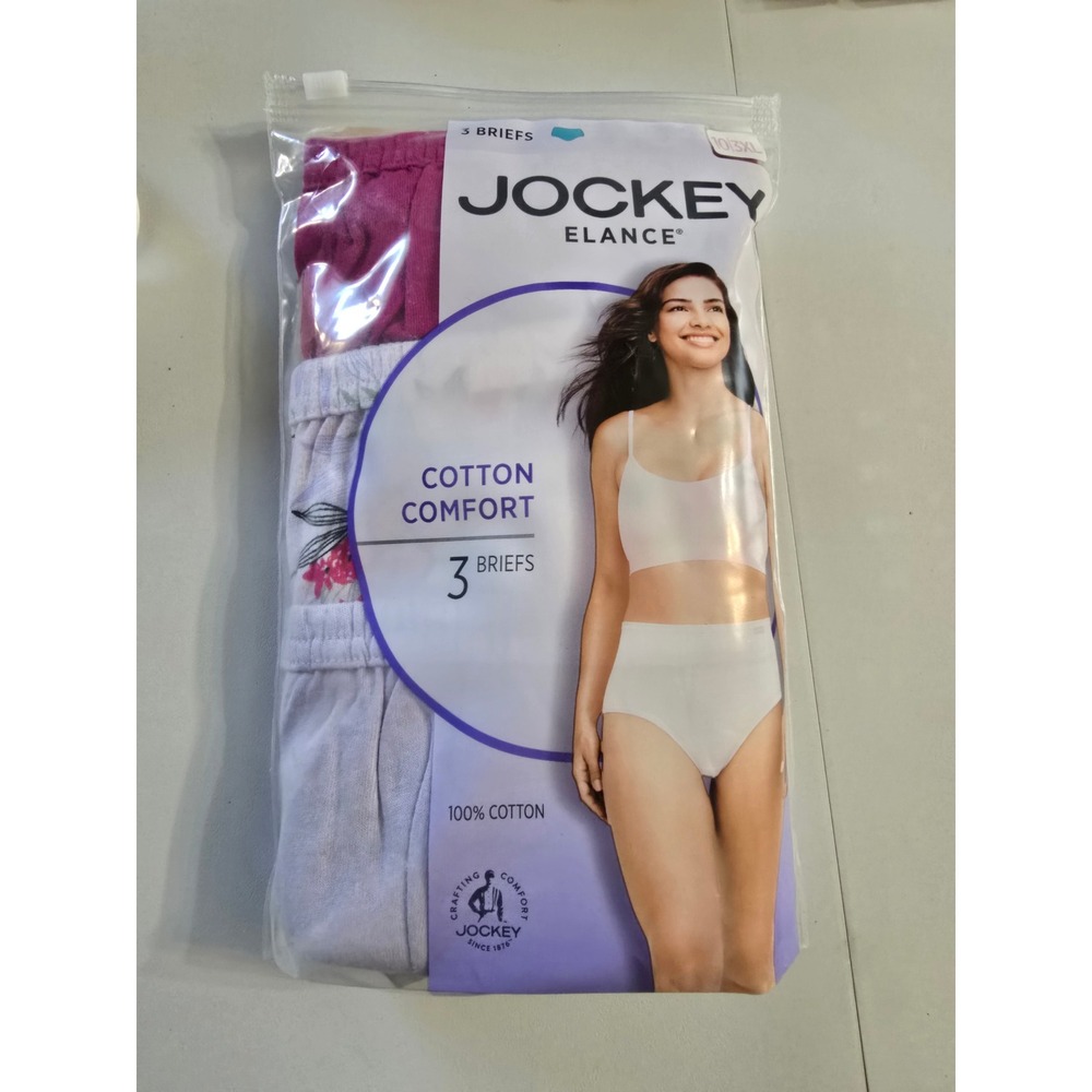 Jockey Elance Women 3 Pack Cotton Briefs Pink Floral‎ Size 10 3XL 001486/021